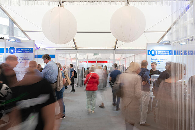 Interior shot of the promotional tent at Science Night